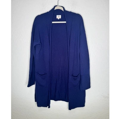 Sundry Womens Size Small Tan Blue  Open Wool Cardigan Size 3 Large Pockets  Foto 1 de 4