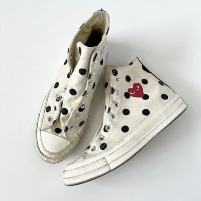 Comme des Garçons Play 波尔卡圆点匡威高帮朋克垃圾女式 8 码 — 第 1/4 张图片