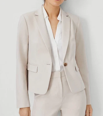 CHAQUETA BLAZER ANN TAYLOR PORCELANA UN BOTÓN EN ALGODÓN ELÁSTICO TALLA 0 Foto 1 de 4