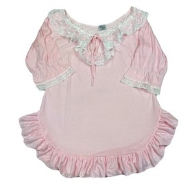 VTG Knit Flicks Lingerie Nightie Large Pink Lace Trim USA 80&rsquo;s Cottage Core