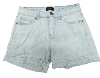 2 blue shorts button zipper jean Ramie blend light blue size 9 pockets READ - Image 1 of 4