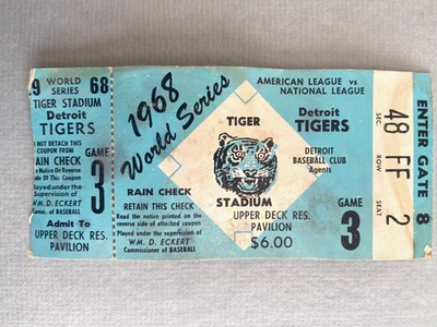 1968 World Series Game 3 Ticket Stub Cardinals Beat Detroit 7-3 Tiger Stadium - Image 1 of 2