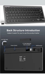 2.4G Wireless Keyboard Small Wireless Keyboard with Media Hotkeys Mini Keyboard - Picture 1 of 7