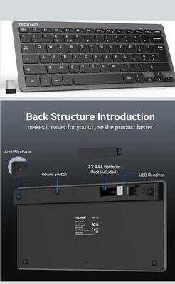 2.4G Wireless Keyboard Small Wireless Keyboard with Media Hotkeys Mini Keyboard - Image 1 of 4