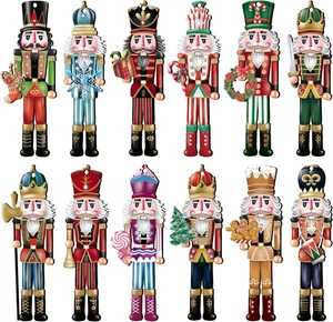 24 Pieces Christmas Nutcracker Wooden Ornaments, Wood Hanging Decoration Set for - Picture 1 of 12
