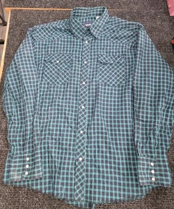 Wrangler Pearl Button Down Hemd Gr. XL, blau/grün kariert - Bild 1 von 4