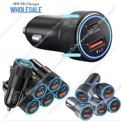Lote de plugues de isqueiro 38W USB C adaptador carregador rápido para telefone de carro PD/QC USB A - Imagem 1 de 4