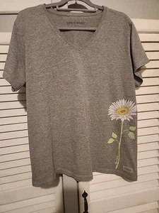Life Is Good Breathe Women’s PULLOVER Top~ COTTON Blend ~ Gray~ DAISY~ SIZE XXL - Picture 1 of 6