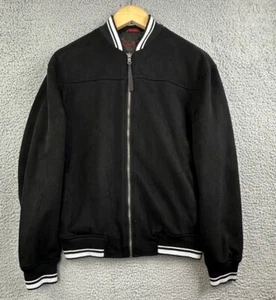 Robert Graham Faux Suede Full Zip Bomber Jacket Mens Small Black - Picture 1 of 12