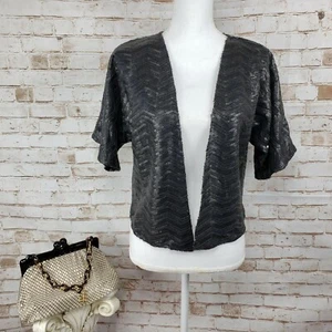 NWT Steve Madden One Size Black Sequin Open Front Short Sleeve Shrug Cardigan - Picture 1 of 11
