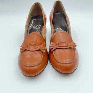 Tacones para mujer Velvet Step vintage década de 1950 cuero marrón bronceado talla 6,5 B 7 - Imagen 1 de 12