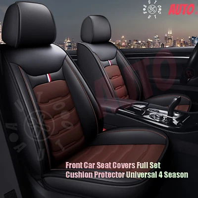 Leatherette Front Car Seat Covers Full Set Cushion Protector Universal 4 Season - Image 1 of 4