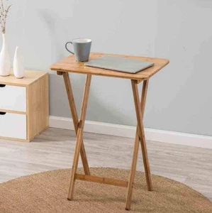 Upgraded Foldable Durable Bamboo Folding Coffee Snack Side Table Serving Table - Picture 1 of 6