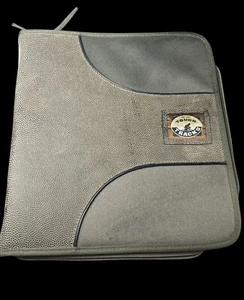 1990's Pen-Tab Pro Tough Tracks 3 Ring Binder Pebbled Leather & Canvas Organizer - Picture 1 of 12