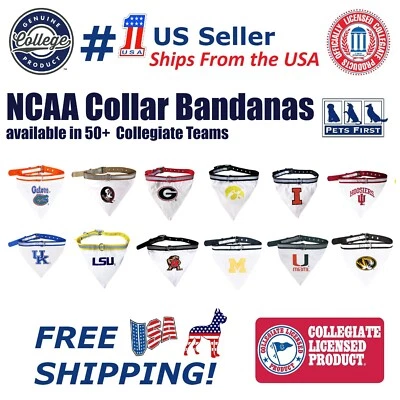 Pets First NCAA Dog Collar Bandana Heavy Duty Durable & Adjustable Dog Bandana - Image 1 of 3