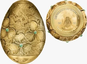 CLOVER LEAF Egg 7 Oz SILBERMÜNZE vergoldet Coin - Bild 1 von 5