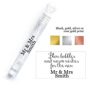 50 x Personalised wedding table favour bubbles Mr & Mrs table stickers - Picture 1 of 1