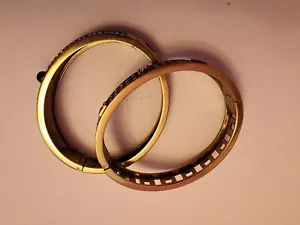 Heidi Daus Set of 2 Crystal Bangle Bracelets Gold, With Black & Clear Crystals - Picture 1 of 3