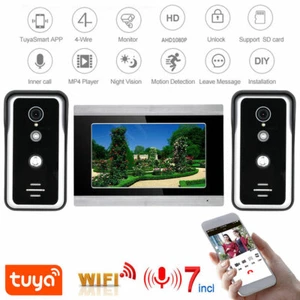 Sistema de intercomunicación telefónica puerta de video WiFi de 7 pulgadas TUYA 1080P con 1 monitor 2 cámaras - Imagen 1 de 8