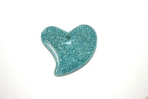 IMPEX TRIMITS JEWELLERY - BLUE GLITTER HEART RT67 - Picture 1 of 1