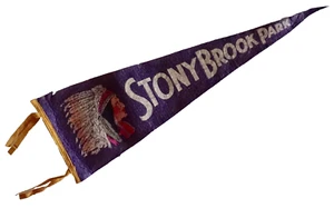 sTONEY BROOK PARK PENNANT FLAG VINTAGE TRAVEL VACATION OLD SOUVENIR neocurio - Picture 1 of 7
