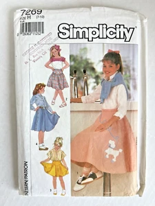 Vintage Simplicity Sewing Pattern 7269 Poodle Skirt Costume Size H 7 - 10 Uncut - Picture 1 of 3