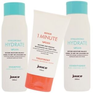 Juuce Hyaluronic Hydrate Shampoo, Conditioner and 1 Minute Treatment Trio
