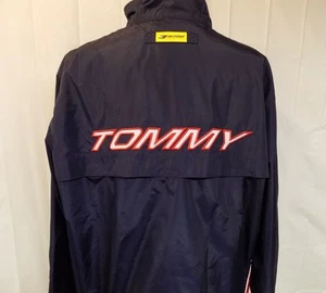 TOMMY HILFIGER MEN'S NYLON WINDBREAKER SPELLOUT BLUE SIZE XL - Picture 1 of 6
