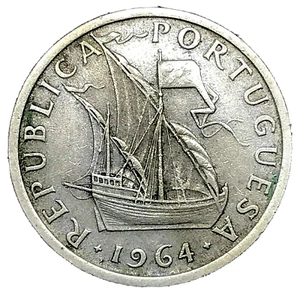 PORTUGAL COIN 5 ESCUDOS 1964 COPPER / NICKEL KM#591. - Picture 1 of 3