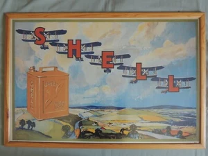 Vintage Shell Aviation motor spirit poster in a frame wood & glass W.O. No 3 - Picture 1 of 12