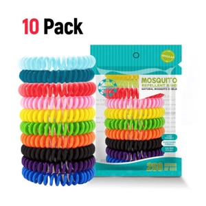 Mosquito Repellent Bracelets 10 Pack All Natural, Deet Free and Waterproof Bands - Picture 1 of 9