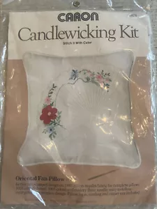 Caron Candlewicking Kit 6474 Vintage 1983 Oriental Fan Pillow 12”x12” NEW SEALED - Picture 1 of 7