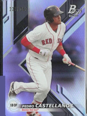 2019 Bowman Platinum Purple #ed 227/250 Pedro Castellanos #TOP-87 Red Sox - Image 1 of 2