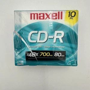 MAXELL CD-R 700MB 80min 48X Recordable Compact Disc CD 10 Pack - Picture 1 of 6