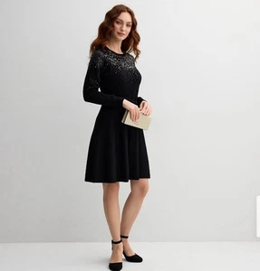 Nuevo con etiquetas Vestido Suéter Draper James Mujer Talla XL Lentejuelas Corbata Cintura Tejido Negro - Imagen 1 de 10
