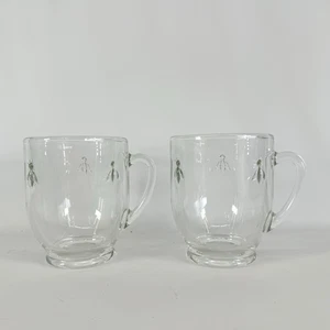 La Rochere Bees Mug Clear Glass w/Handle Made in France Set of 2 - Picture 1 of 8