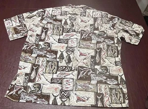 Camicia sportiva Black Point uomo grande stampa pesce made in Hawaii marrone marrone marrone - Foto 1 di 3