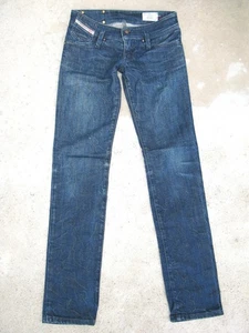 Diesel Matic Slim Straight Jeans Women Sz 27 Fit Blue Distressed + Stretch L32 - Picture 1 of 11