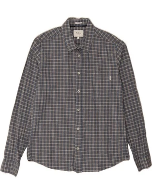 PEPE JEANS Mens Flannel Shirt Medium Blue Check Cotton BA03 - Image 1 of 3