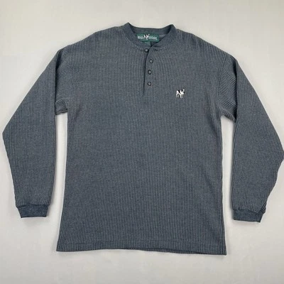 Мужская рубашка с длинным рукавом Big Dogs серая с логотипом Henley термальный вязаный пуловер - Изображение 1 из 4