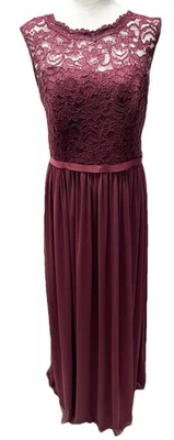 Vestido formal de noiva Davids feminino 14 vermelho maxi formatura festa dama de honra renda - Imagem 1 de 4