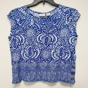 Rachel Zoe Medium 100 % Leinen Boho indonesischer Batik-Stil tropischer Strand Küste - Bild 1 von 9