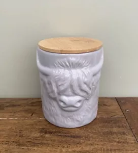 NEXT Hamish Storage Jar Biscuit Grey Highland Cow Kitchen Canister - Brand New - Picture 1 of 3