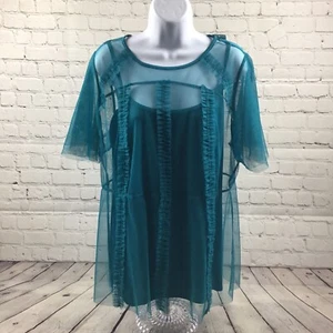 Neu mit Etikett Lane Bryant türkisfarbene 2-teilige Bluse Damengröße 14/16 - Bild 1 von 5