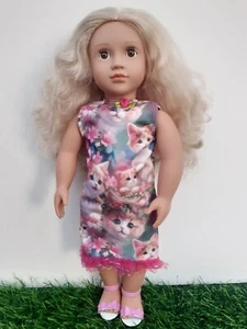18" Doll Clothes Fits American Girl/Our Generation Dolls- Kittens Summer Dress - Picture 1 of 6