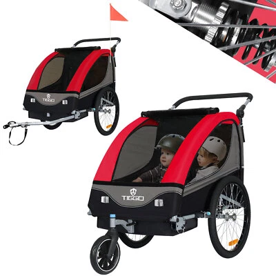 TIGGO Kinderanhänger 2 in 1 Fahrradanhänger Anhänger + Jogger + Federung - Bild 1 von 4