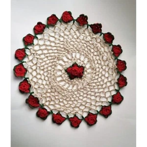 Centrino rose rosse 3D vintage 17" - Foto 1 di 3