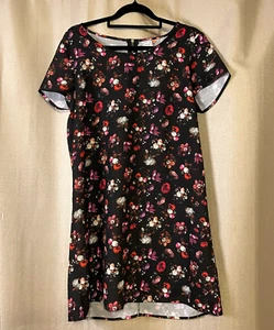 Lyla & Co Dress Black Womens Size 12 Floral Shift Short Sleeve Party Cocktail - Bild 1 von 10