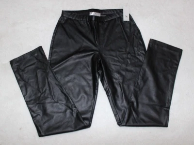 Calça de couro vegana sintética preta Natori cintura elástica nova com etiquetas XS - Imagem 1 de 4