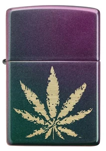 Nuevo ZIPPO Encendedor a Prueba de Viento Hoja Iridiscente Diseño Cannabis Estuche Clásico Genuino - Imagen 1 de 3